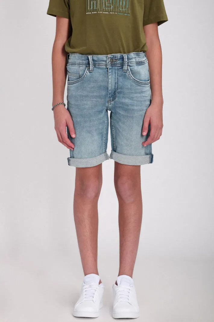 Teddy Smith Bermuda denim coupe 5 poches SCOTTY 3 JR BLEACHED New
