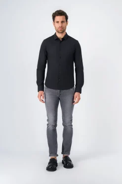 Teddy Smith Chemise à pinces avec col français C-GOPHER ML CHARBON Sale