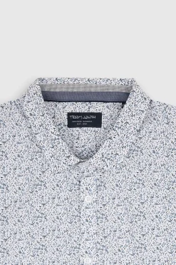 Teddy Smith Chemise à pinces avec col français CARTON ML BLANC/FLORAL MICRO BLEU BLANC/FLORALMICROBLEU Fashion