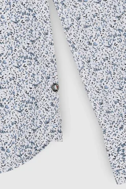Teddy Smith Chemise à pinces avec col français CARTON ML BLANC/FLORAL MICRO BLEU BLANC/FLORALMICROBLEU Fashion