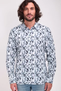 Teddy Smith Chemise à pinces avec col français C-AXEL ML BLANC/FLORAL Best Sale