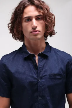 Teddy Smith Chemise CUT MC TOTAL NAVY/CARREAUX Best