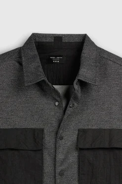 Teddy Smith Chemise C-WILLIAM ML MELANGE BLACK Hot