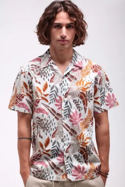 Teddy Smith Chemise droite manches courtes col hawaien C-FALCO MC MIDDLE WHITE MIDDLEWHITE1 Flash Sale