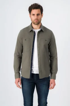 Teddy Smith Chemise manches longues en twill TRENT ML TURBULENCE KAKI TURBULENCEKAKI Best