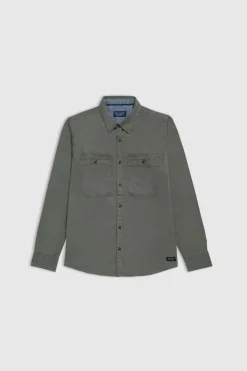 Teddy Smith Chemise manches longues en twill TRENT ML TURBULENCE KAKI TURBULENCEKAKI Best