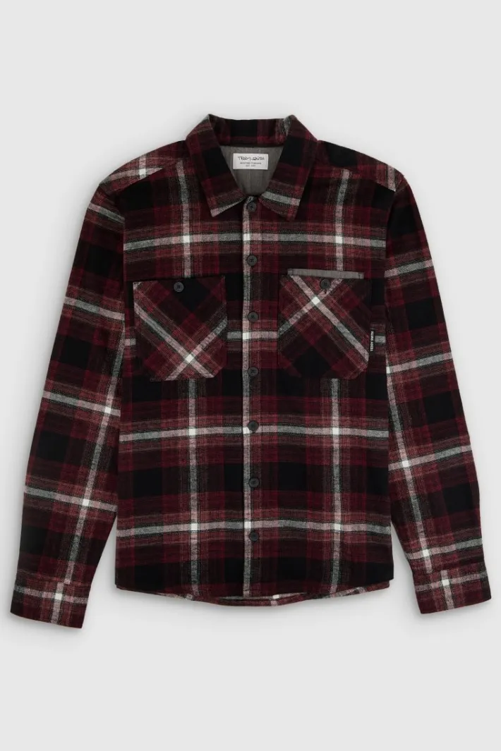 Teddy Smith Chemise manches longues flanelle à carreaux TURNEL ML SCARLET RED SCARLETRED Shop