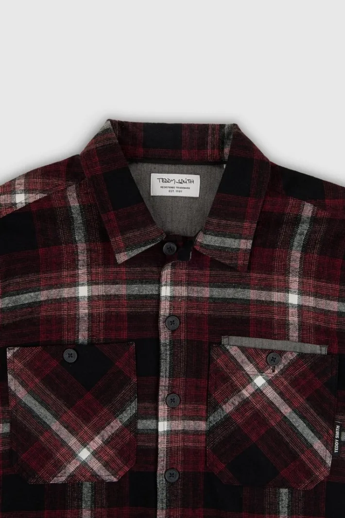 Teddy Smith Chemise manches longues flanelle à carreaux TURNEL ML SCARLET RED SCARLETRED Shop