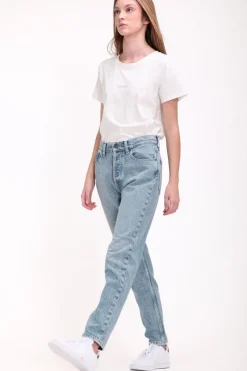 Teddy Smith Jean denim coupe 5 poches mom P-MOM FRIPP/INDIGO CLAIR Cheap