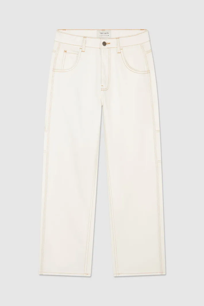 Teddy Smith Pantalon coupe charpentier CHARP JR MIDDLE WHITE Store