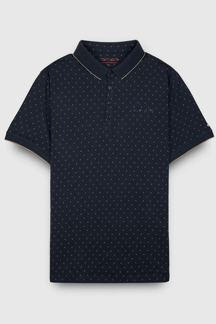 Teddy Smith Polo piqué imprimé manches courtes PASY 2 MC TOTAL NAVY/MICRO PRINT 2 TOTALNAVY/MICROPRINT2 Best Sale
