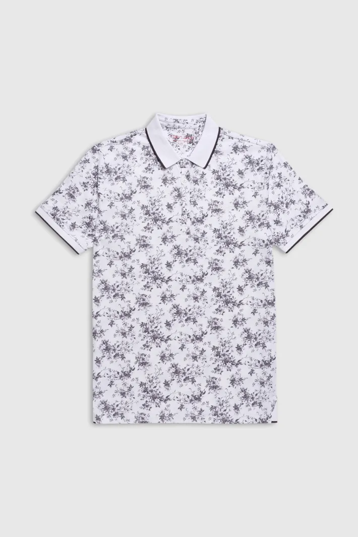 Teddy Smith Polo piqué imprimé manches courtes PASY 2 MC BLANC/FLORAL Best