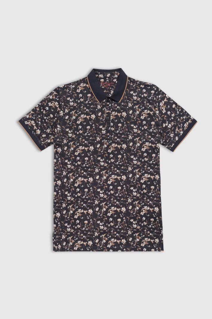 Teddy Smith Polo piqué imprimé manches courtes PASY 2 MC CHARBON/FLEUR Shop