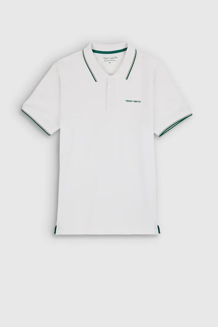 Teddy Smith Polo piqué manches courtes PASIAN 2 BLANC New