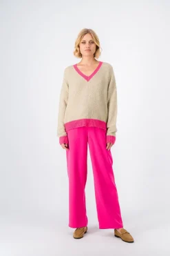 Teddy Smith Pull col V MADDY BEIGE CHINE Fashion
