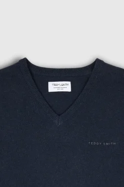 Teddy Smith Pull col V PULSER 3 TOTAL NAVY CHINE TOTALNAVYCHINE Fashion