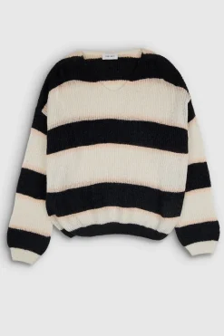 Teddy Smith Pull col V rayé P-MAG STRIPES JR MIDDLE WHITE Best