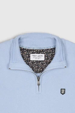 Teddy Smith Pull col zippé MARTY 2 BLEU ECUME BLEUECUME Clearance