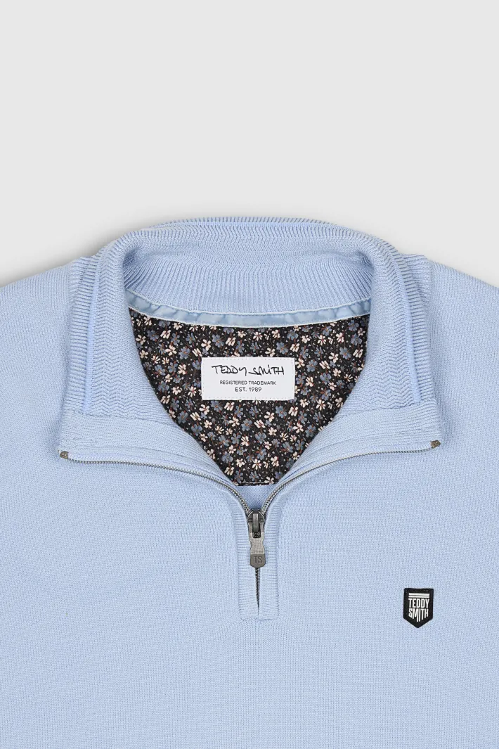 Teddy Smith Pull col zippé MARTY 2 BLEU ECUME BLEUECUME Clearance