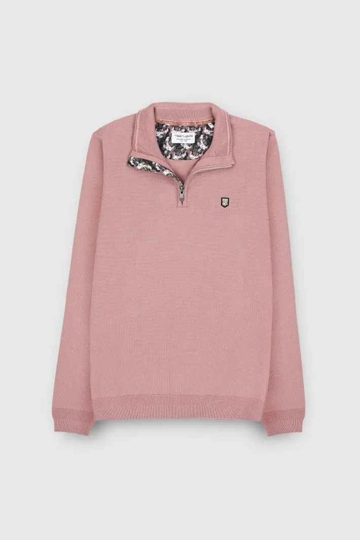 Teddy Smith Pull col zippé MARTY 2 WOOD ROSE WOODROSE Online