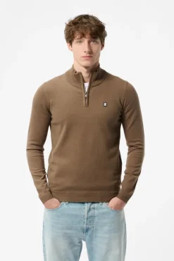 Teddy Smith Pull col zippé P-MARTY 2 CHATAIN New