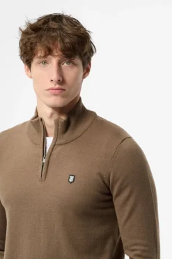 Teddy Smith Pull col zippé P-MARTY 2 CHATAIN New