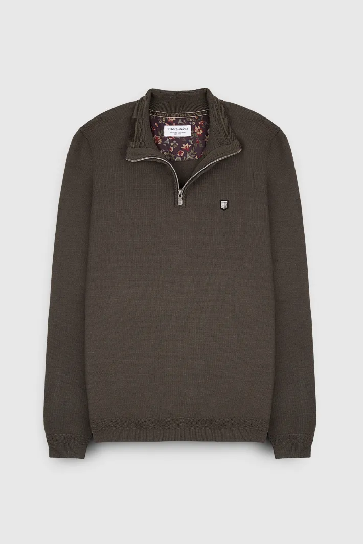 Teddy Smith Pull col zippé P-MARTY 2 RAVEN KAKI RAVENKAKI Cheap