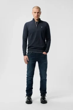 Teddy Smith Pull col zippé P-MARTY 2 TOTAL NAVY CHINE TOTALNAVYCHINE Cheap