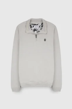 Teddy Smith Pull col zippé P-MARTY 2 WHITE MELANGE WHITEMELANGE Outlet