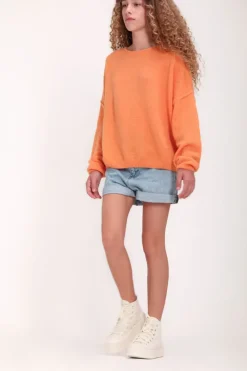 Teddy Smith Pull doux et souple col bateau PEPITA JR SWEET ABRICOT Hot