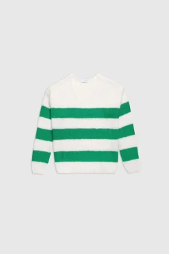Teddy Smith Pull rayé col V MOLLY STRIPES MIDDLE WHITE Sale