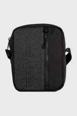 Teddy Smith Sac bandoulière en tissu recyclé SAPHYR MELANGE BLACK MELANGEBLACK Discount