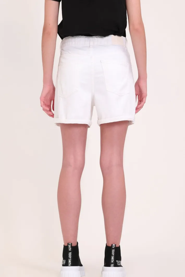 Teddy Smith Short coupe 5 poches taille haute S-MOM ROLLER CO BLANC Hot