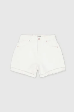 Teddy Smith Short coupe 5 poches taille haute S-MOM ROLLER CO BLANC Hot