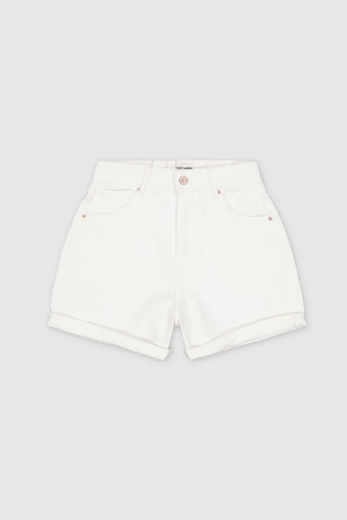 Teddy Smith Short coupe 5 poches taille haute S-MOM ROLLER CO BLANC Hot