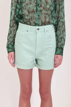 Teddy Smith Short coupe 5 poches taille haute S-MOM ROLLER CO STONE MINT STONEMINT Best Sale