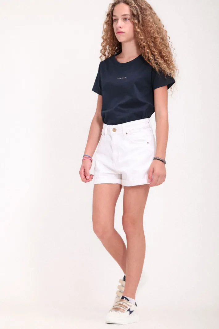 Teddy Smith Short coupe 5 poches taille haute S-MOM JR ROLLER BLANC Hot