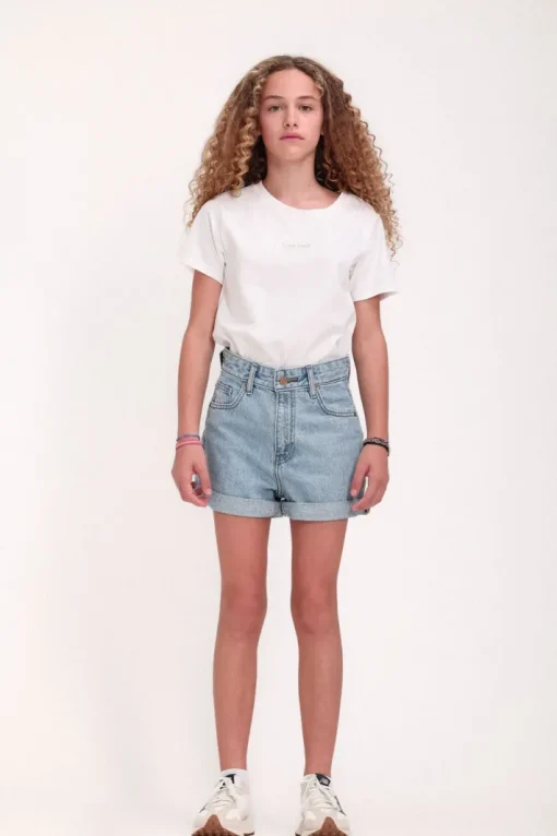 Teddy Smith Short coupe 5 poches taille haute S-MOM JR ROLLER FRIPP/INDIGO CLAIR Cheap