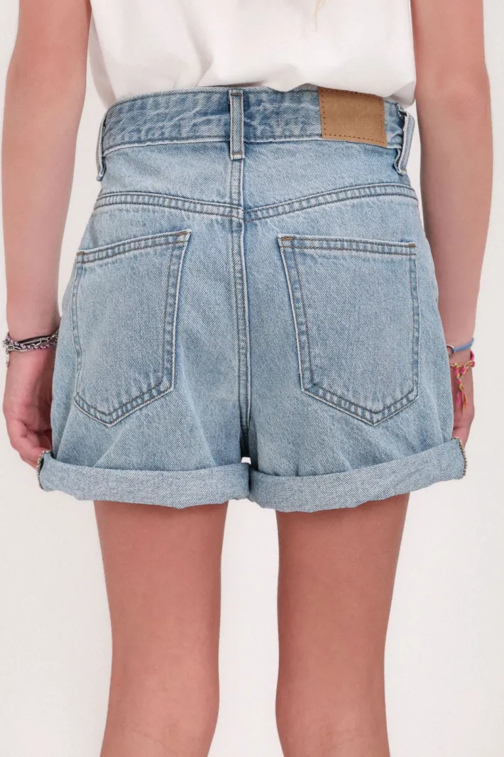 Teddy Smith Short coupe 5 poches taille haute S-MOM JR ROLLER FRIPP/INDIGO CLAIR Cheap