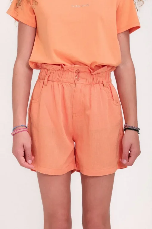 Teddy Smith Short taille élastiquée S-SUZIE JR LINEN SWEET ABRICOT SWEETABRICOT Outlet