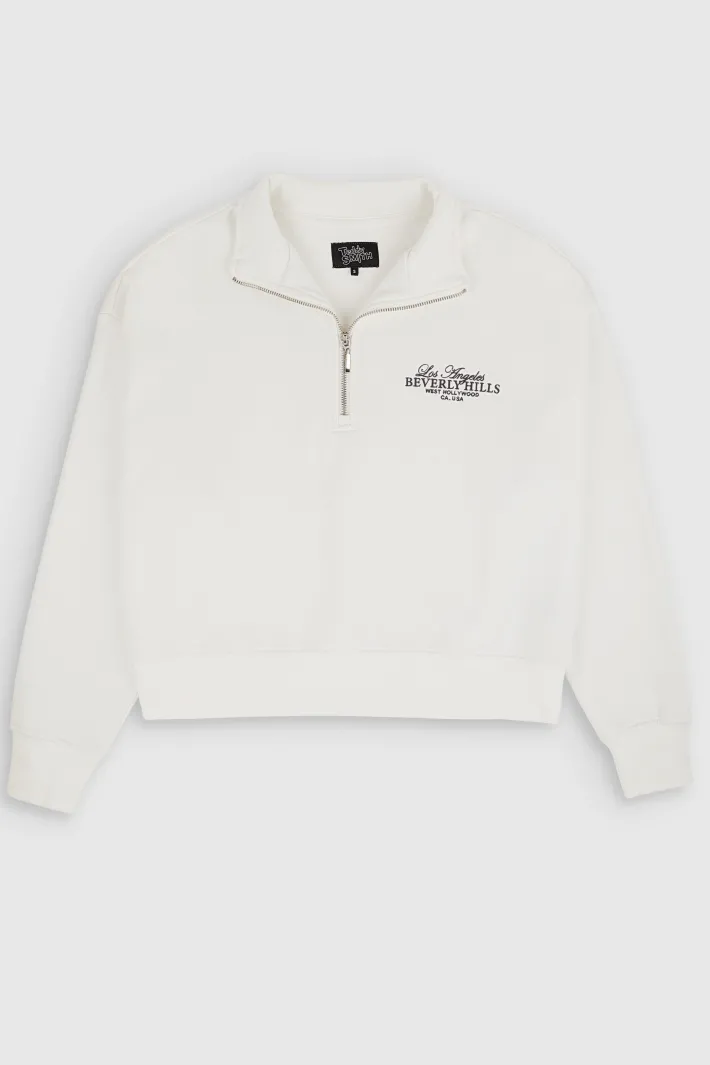 Teddy Smith Sweat col montant zippé S-HYPE ZIP MIDDLE WHITE MIDDLEWHITE Cheap