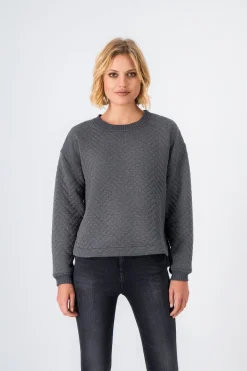 Teddy Smith Sweat matelassé SAFY MELANGE BLACK Hot