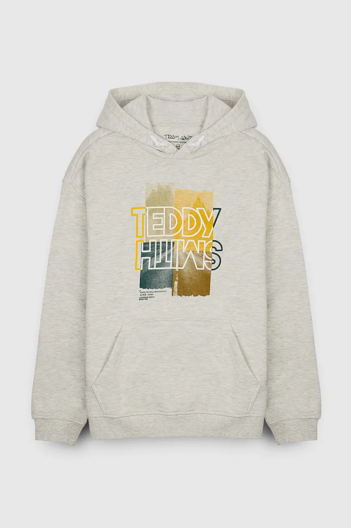 Teddy Smith Sweat S-FUNNY HOODY JR BLANC IVOIRE CHINE Cheap