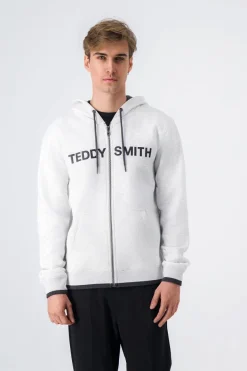 Teddy Smith Sweat zippé à capuche GICLASS HOODY WHITE MELANGE WHITEMELANGE Sale