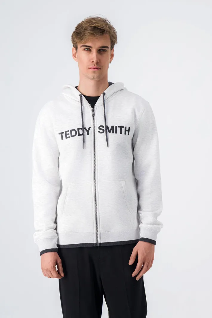Teddy Smith Sweat zippé à capuche GICLASS HOODY WHITE MELANGE WHITEMELANGE Sale