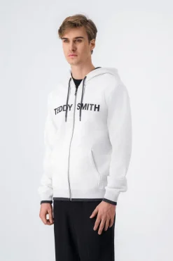 Teddy Smith Sweat zippé à capuche GICLASS HOODY WHITE MELANGE WHITEMELANGE Sale