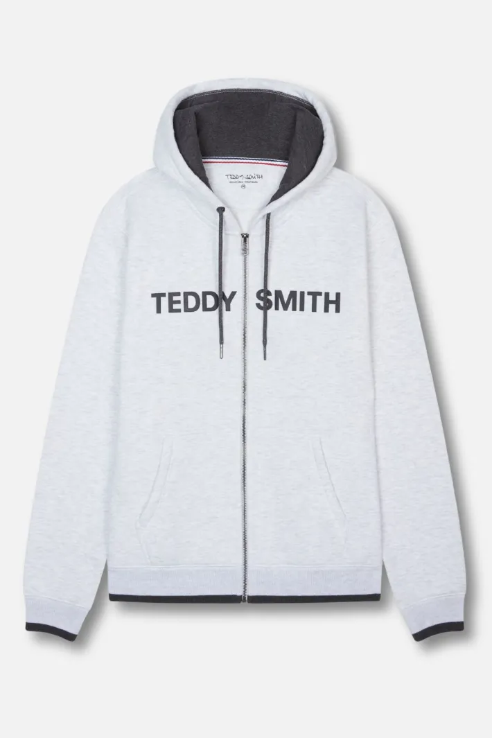 Teddy Smith Sweat zippé à capuche GICLASS HOODY WHITE MELANGE WHITEMELANGE Sale