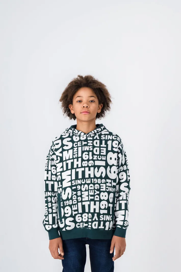 Teddy Smith Sweat-shirt à capuche BARRY HOODY JR VERT SCARABE Flash Sale