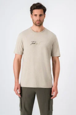Teddy Smith T-shirt col rond brodé KING MC BEIGE CHINE Outlet