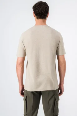 Teddy Smith T-shirt col rond brodé KING MC BEIGE CHINE Outlet
